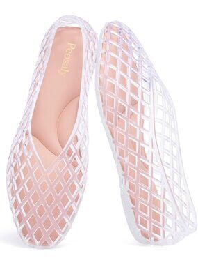 Women's Transparent Comfortable Slip On Pointed Toe Jelly Flats Casual Shoes